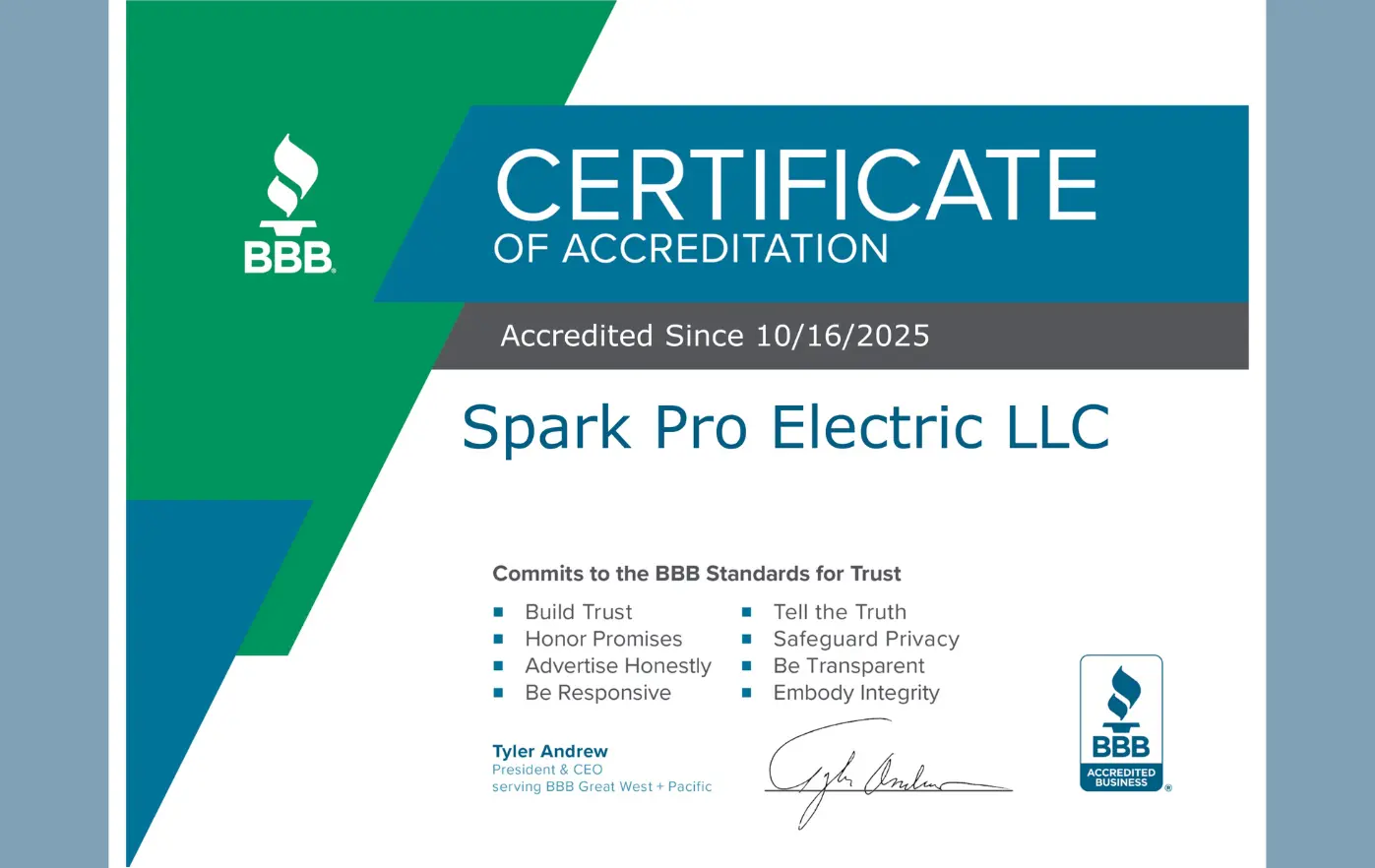 Better business certificate